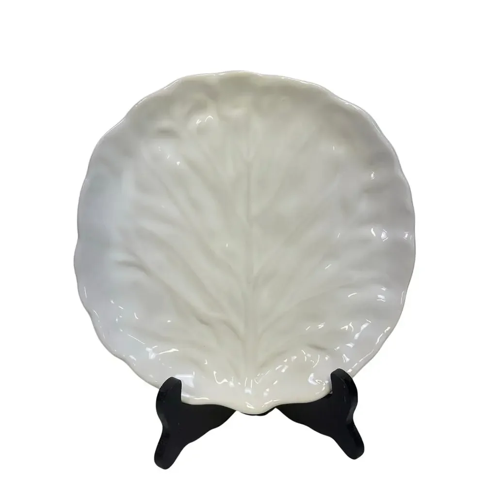 Majolica Portugal White Cabbage 1 Dinner Plate and 2 Salad Plates-Excellent
